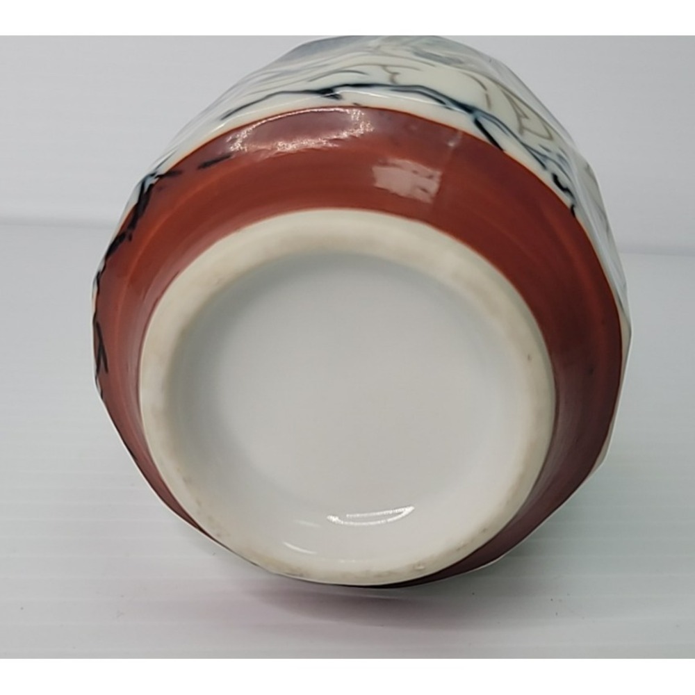 Japanese Mid Century Stoneware Yunomi Sushi Tea Cup 3 3/4" Rowing Emperor RARE - Picture 7 of 7